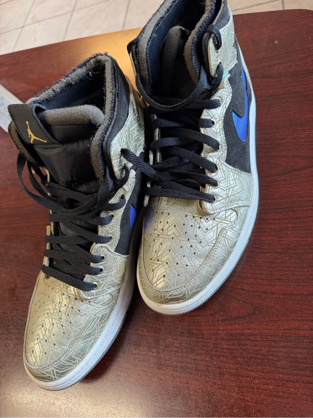 Jordan Kids High-Top Sneakers in Purple, Black, and Tan